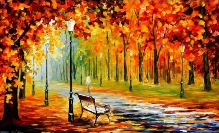 Алмазная вышивка «Скамейка в осеннем парке» — картинка 2