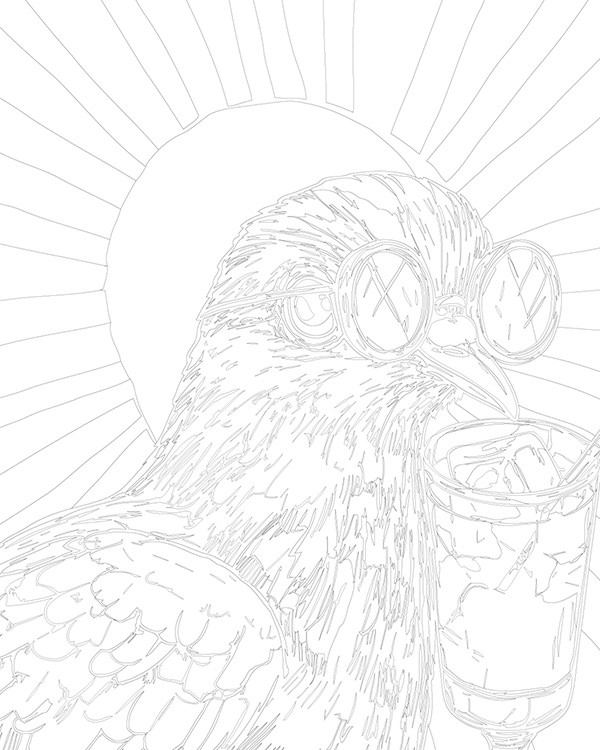 Картина по номерам «Птица голубь в очках и коктейль 40x50» — картинка 3