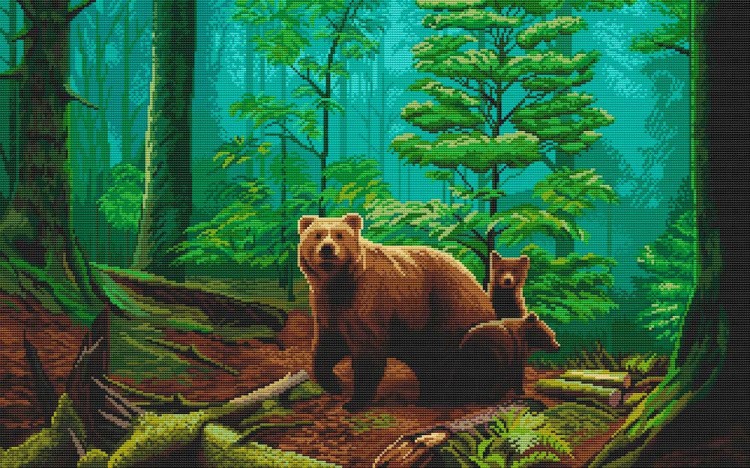 Алмазная вышивка «Медведи в лесу» — картинка 2