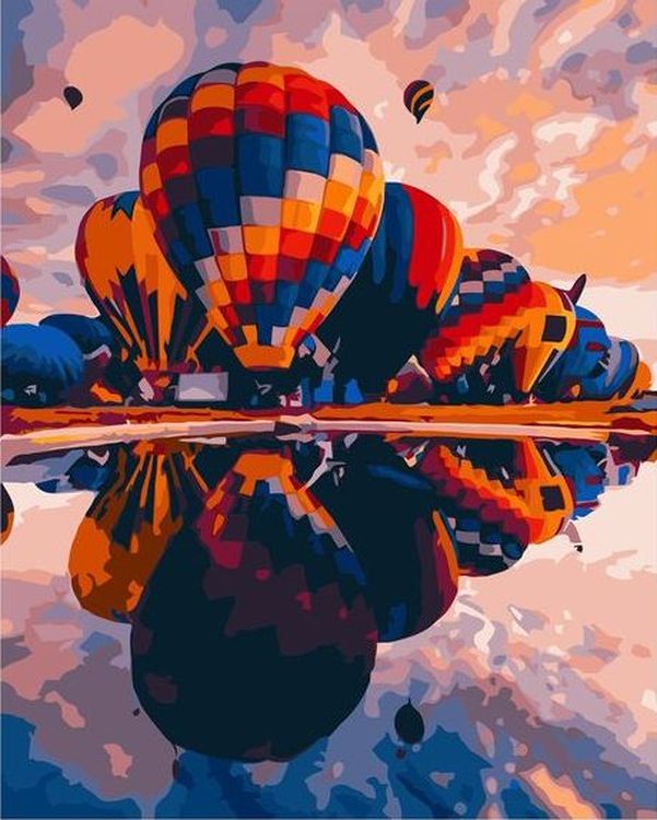 Картина по номерам «Воздушные шары на земле»