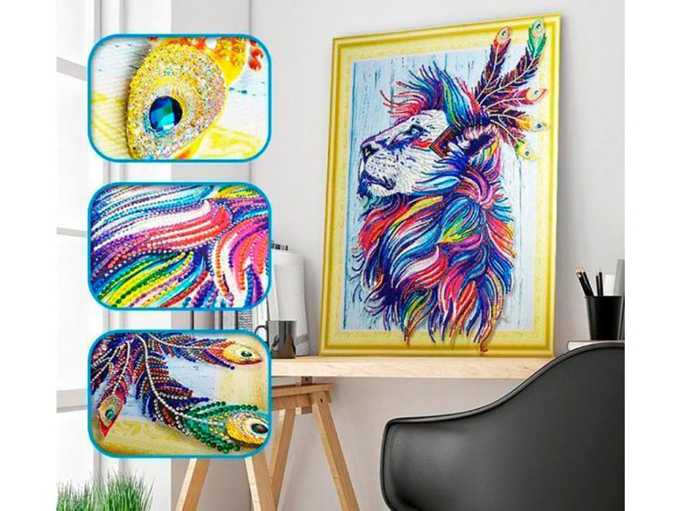 Алмазная вышивка 5D «Алмазный лев» — картинка 4