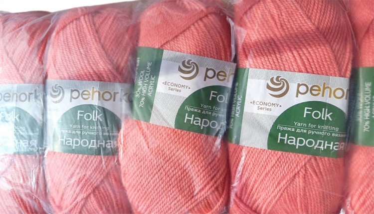 Пряжа Пехорка Народная (351), светлый коралл, 5 шт. по 100 г — картинка 2