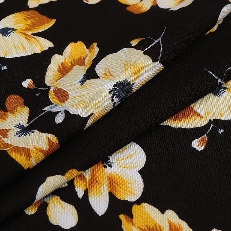 Ткань Штапель с рисунком, 5 м, ширина 145 см, 110 г/м2, цвет: с1 черный, TBY — картинка 3