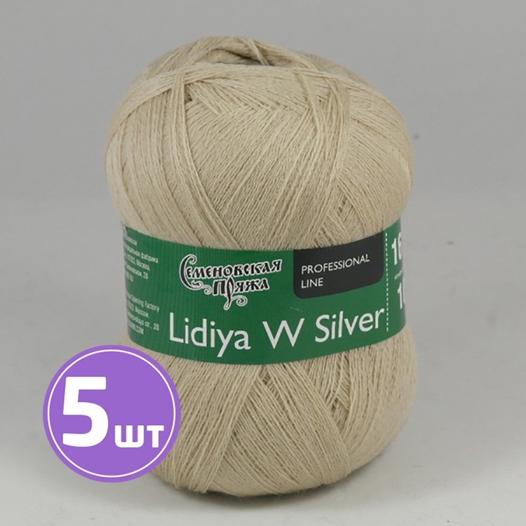 Пряжа Семеновская Lidiya W silver (151216), бледный хаки, 5 шт. по 100 г