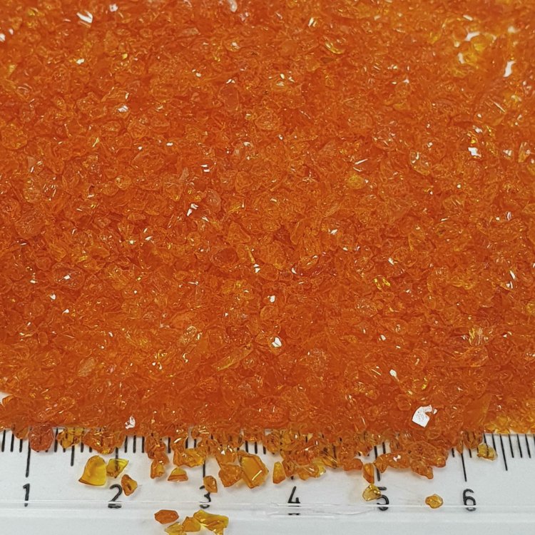 Стеклянная крошка Оранжевая (фракция 1-2 мм), ResinArt