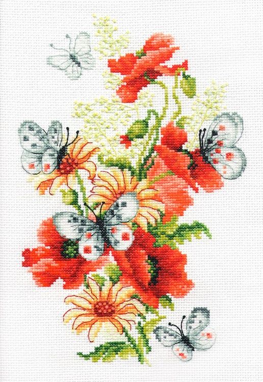Набор для вышивания «Маки и бабочки»