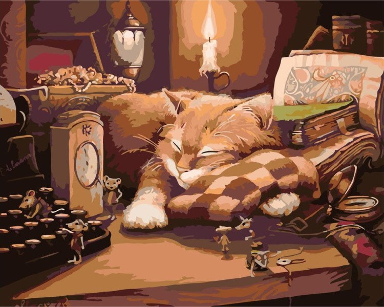 Картина по номерам «Пока кот спит»