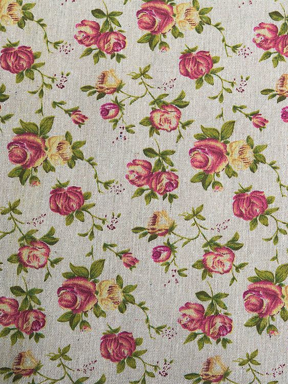 Ткань Лен, 140 г/м², 5 м x 150 см, цвет: серый, розовый, цветочный принт, TBY — картинка 3
