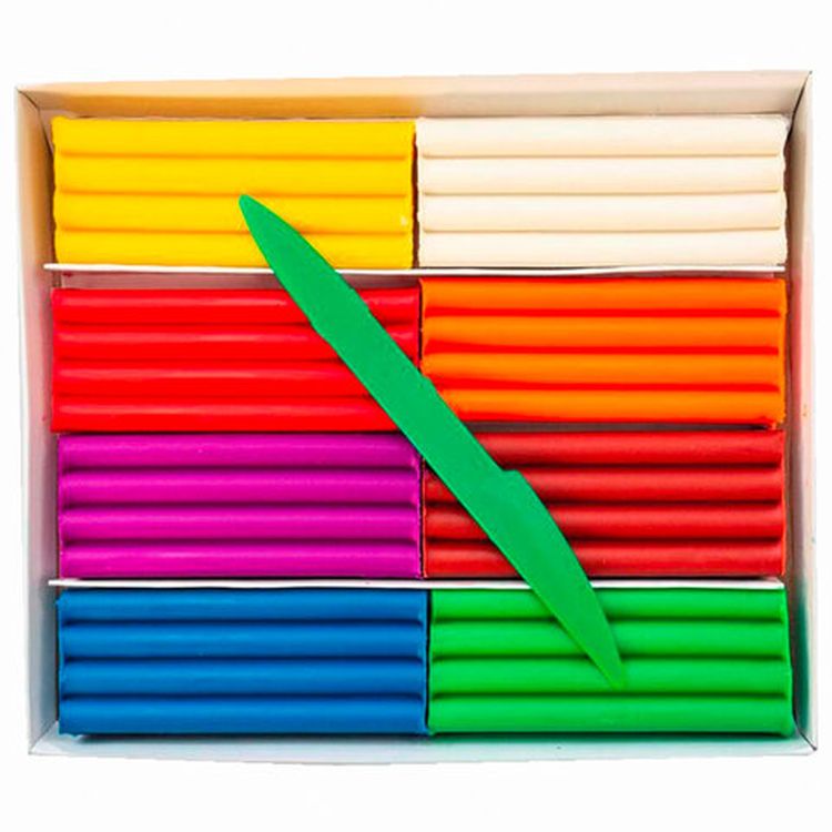 Пластилин мягкий в больших брусках Луч «Кроха», 8 цветов, 240 г, со стеком — картинка 2