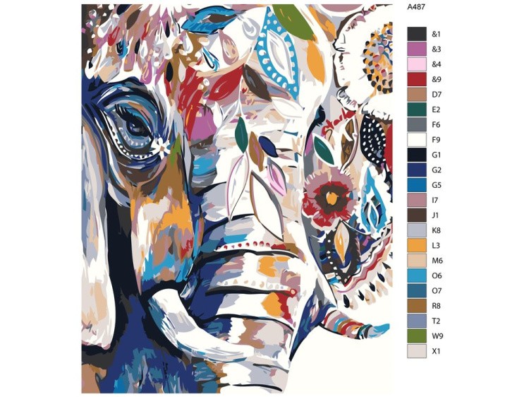 Картина по номерам «Цветочный слон» — картинка 2