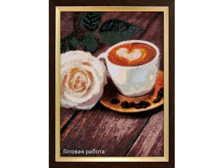 Алмазная вышивка «Кофе и роза» — картинка 3