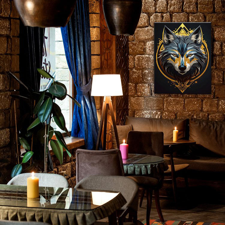 Картина по номерам с поталью «Черный холст Портрет волка» — картинка 7