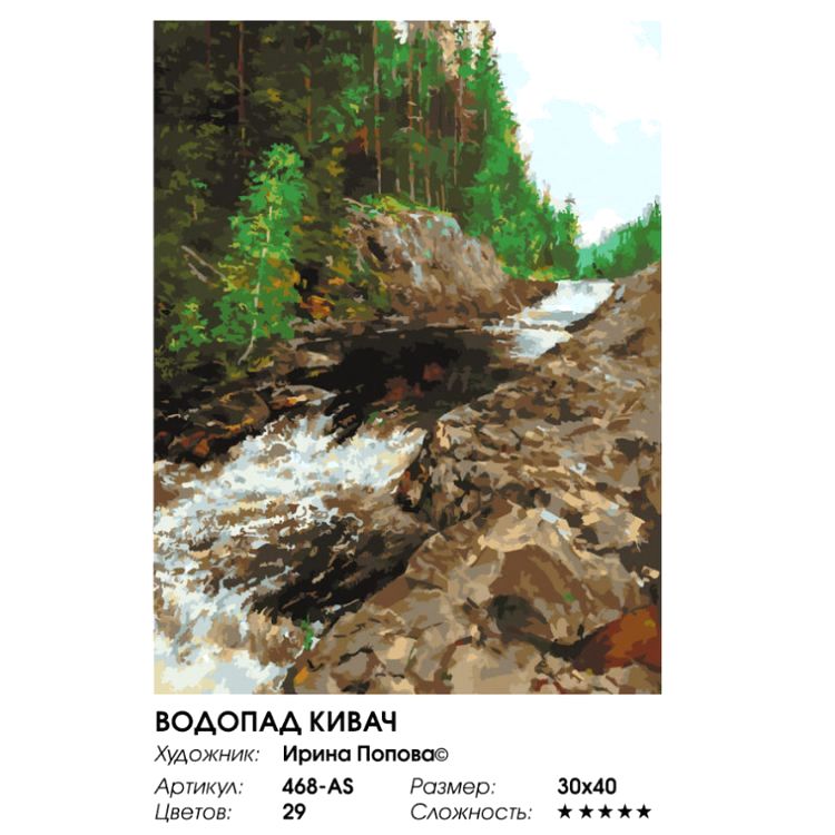 Картина по номерам «Водопад Кивач» — картинка 2