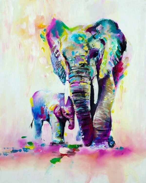 Картина по номерам «Акварельные слоны»