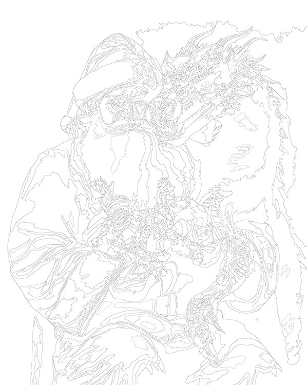 Картина по номерам «Новогодняя: Дед Мороз и зеленый дракон» — картинка 3