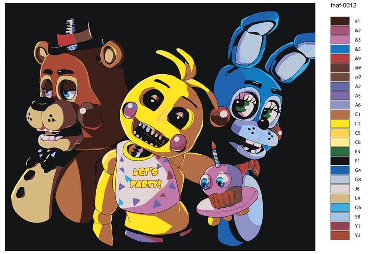 Картина по номерам «Фнаф Freddy's Фредди, Бонни, Чика 2» — картинка 2