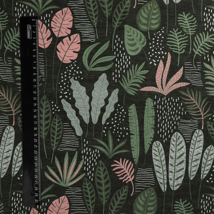 Ткань льняная, 3 м x 150 см, 140 г/м², цвет: зеленый, растительный принт, TBY — картинка 6