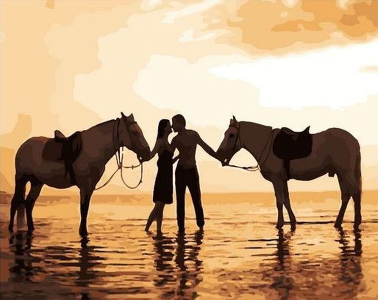 Картина по номерам «Пара с лошадьми»
