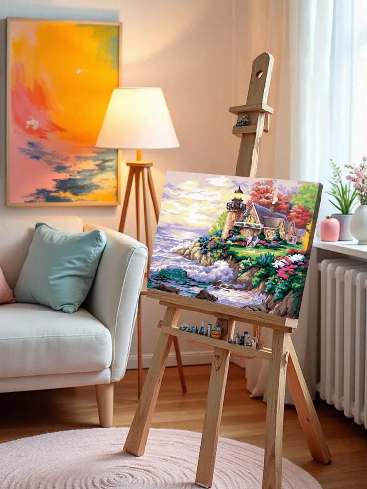 Картина по номерам «Дом с маяком у моря» — картинка 9