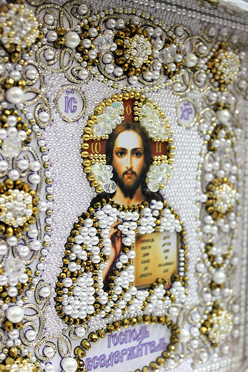 Вышивка Образа в каменьях «Господь Вседержитель (венчальная)» — картинка 3