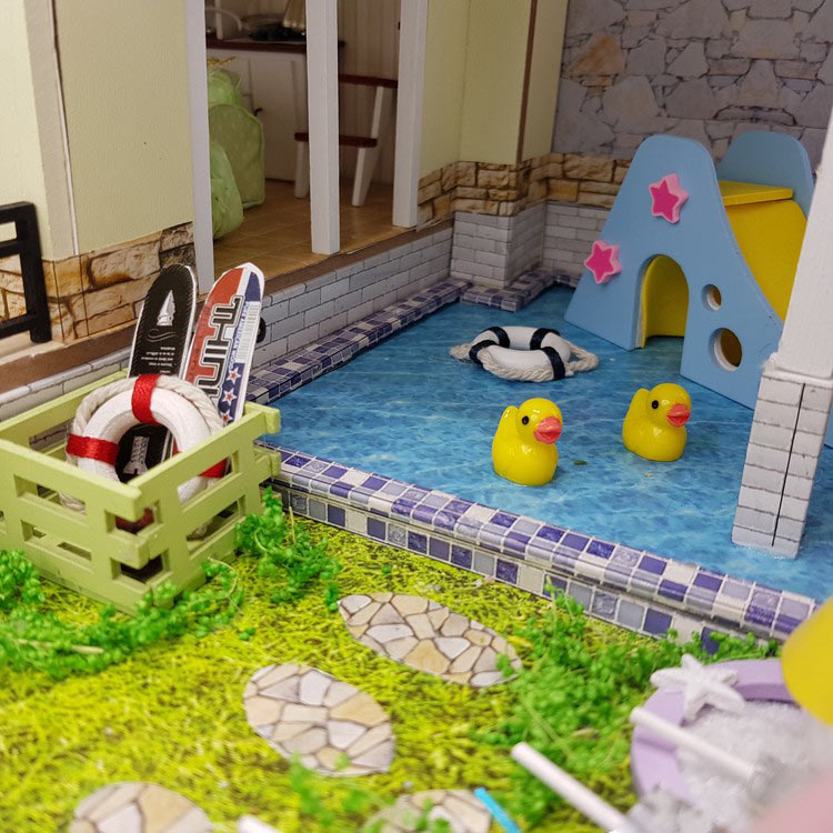 Набор для создания миниатюры (румбокс) «Дом с бассейном» — картинка 8