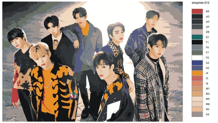 Картина по номерам «Stray Kids Стрей Кидс: Группа 4» — картинка 3