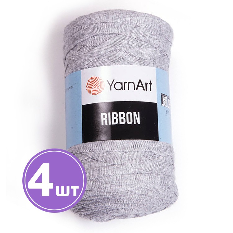 Пряжа YarnArt Ribbon (Риббон) (757), меланж светло-серый, 4 шт. по 250 г