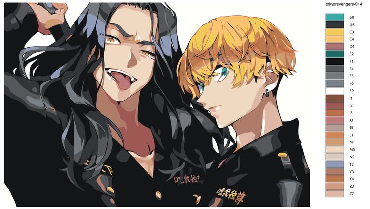 Картина по номерам «Аниме Токийские Мстители: Баджи Кейске и Чифую Мацуна 2» — картинка 2