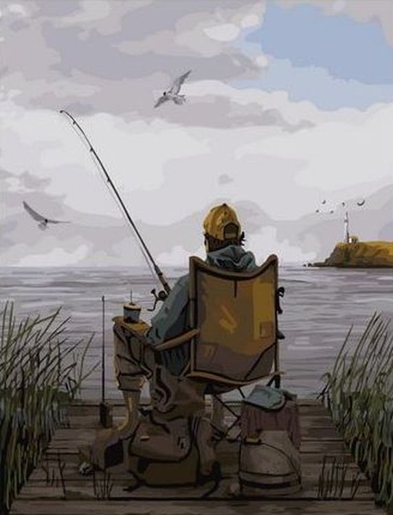 Картина по номерам «Рыбак на пирсе»