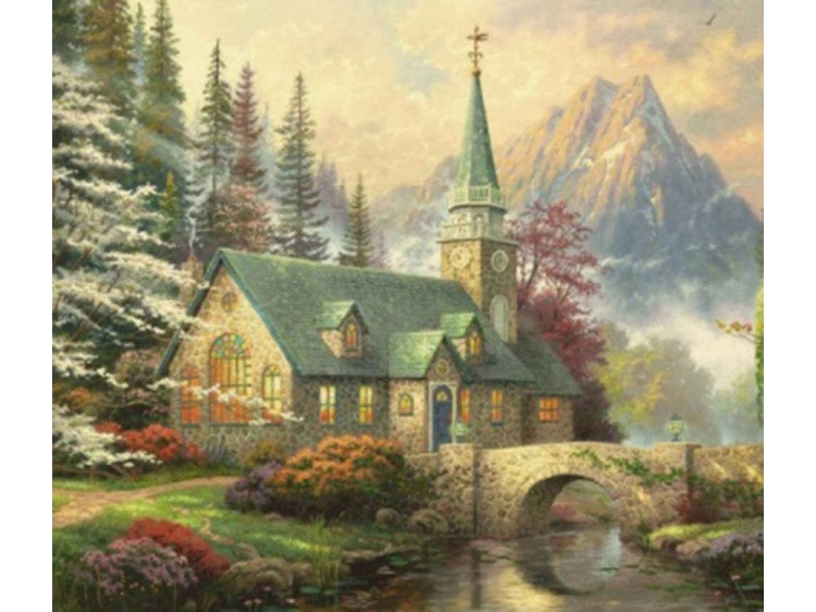 Алмазная вышивка «Домик в горах» — картинка 2