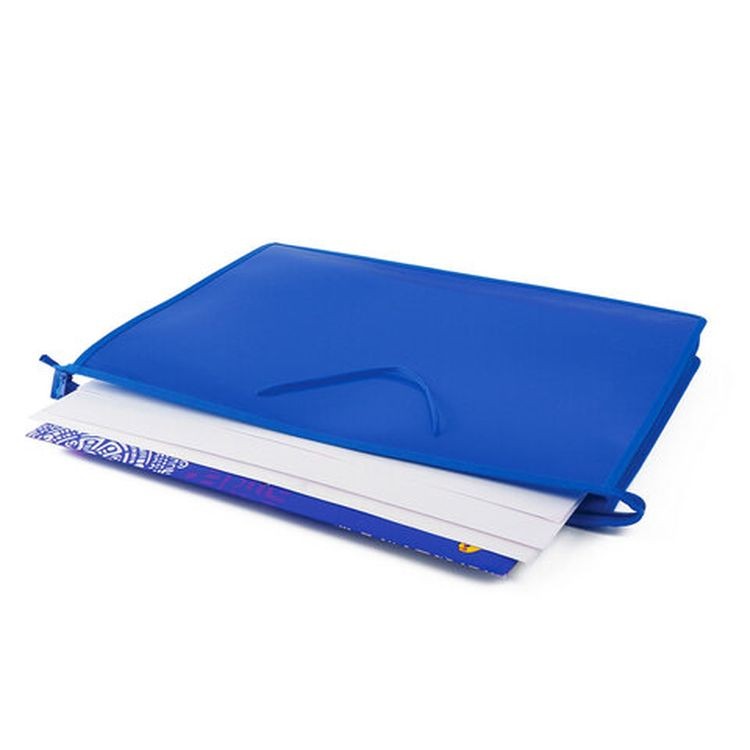 Папка для рисунков и чертежей А3, ручки-шнурок, пластик, молния сверху, ПИФАГОР, синяя — картинка 5