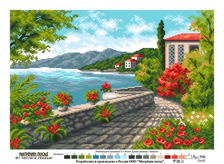 Рисунок на ткани «Курортный городок» — картинка 2