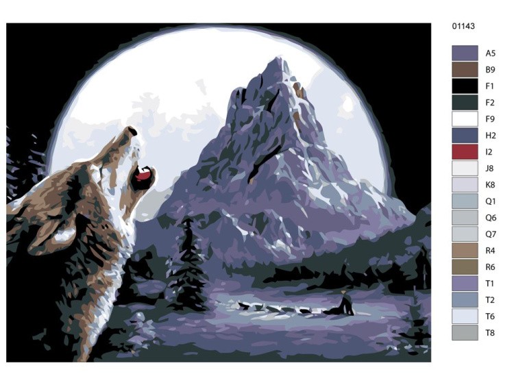 Картина по номерам «Ночной волк» — картинка 2