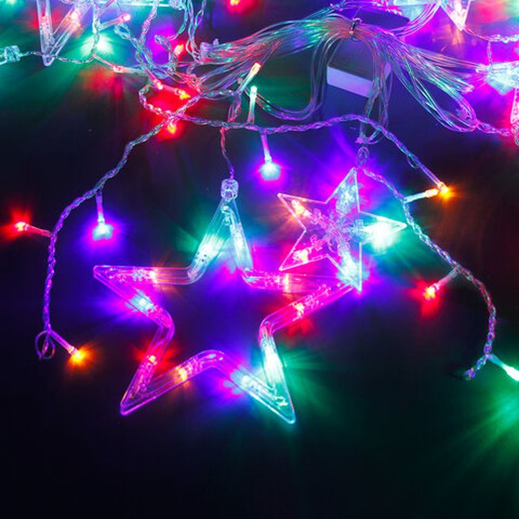 Гирлянда светодиодная «Звезды», занавес на окно 3х1 м, 138 ламп, многоцветная — картинка 4