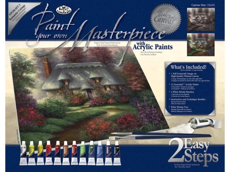 Картина по контурам гризайль «Романтический коттедж» — картинка 2