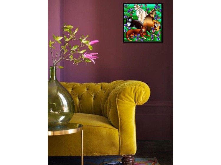 Витраж-раскраска «Кошки в незабудках» — картинка 2