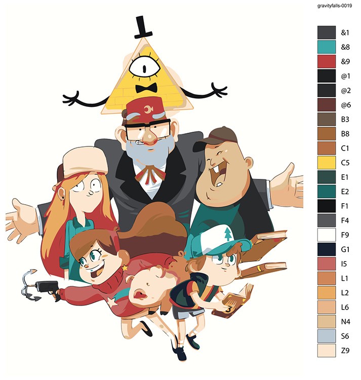 Картина по номерам «Гравити Фолз Фолс: Персонажи арт 40x50» — картинка 2