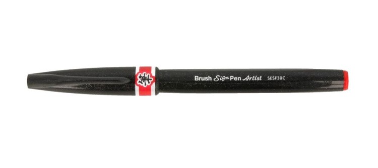 Браш пен Brush Sign Pen Artist, ultra-fine 0,5 - 5 мм, цвет: красный, Pentel