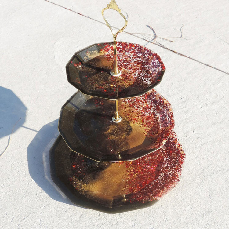 Силиконовый молд Epoxy Master заготовка для фруктовницы граненая, 16 см — картинка 6