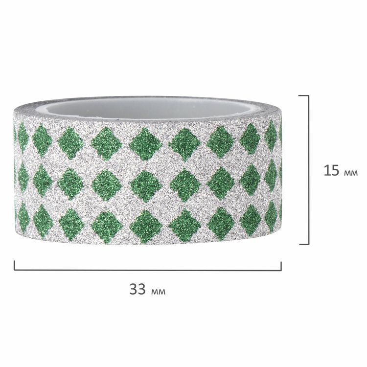 Клейкие ленты декоративные с блестками «Геометрия», 7 цветов, 15 мм х 3 м — картинка 5