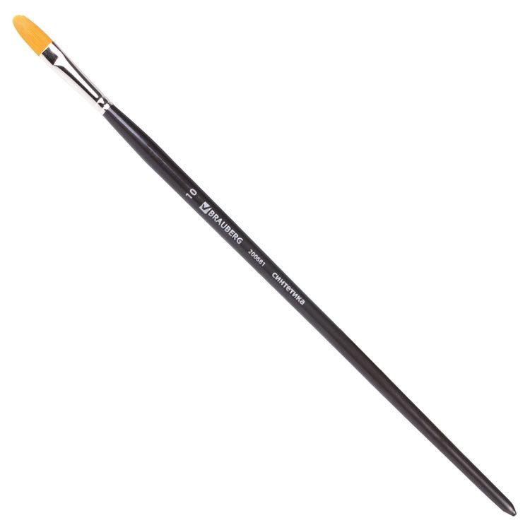 Кисть художественная профессиональная Art Classic, синтетика жесткая, овальная, № 10, длинная ручка, Brauberg
