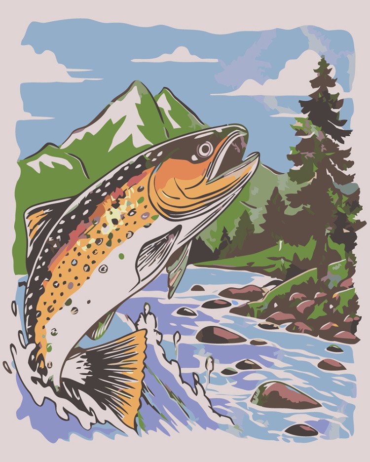 Картина по номерам Рыбалка на форель в горной реке