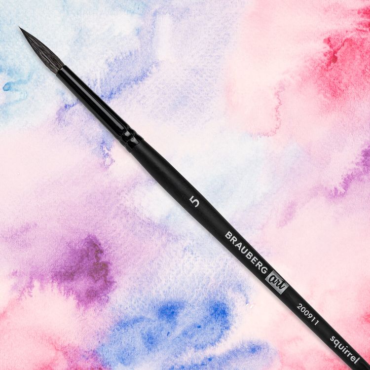 Кисть художественная профессиональная Art Classic, белка, круглая, № 5, короткая ручка, Brauberg — картинка 5