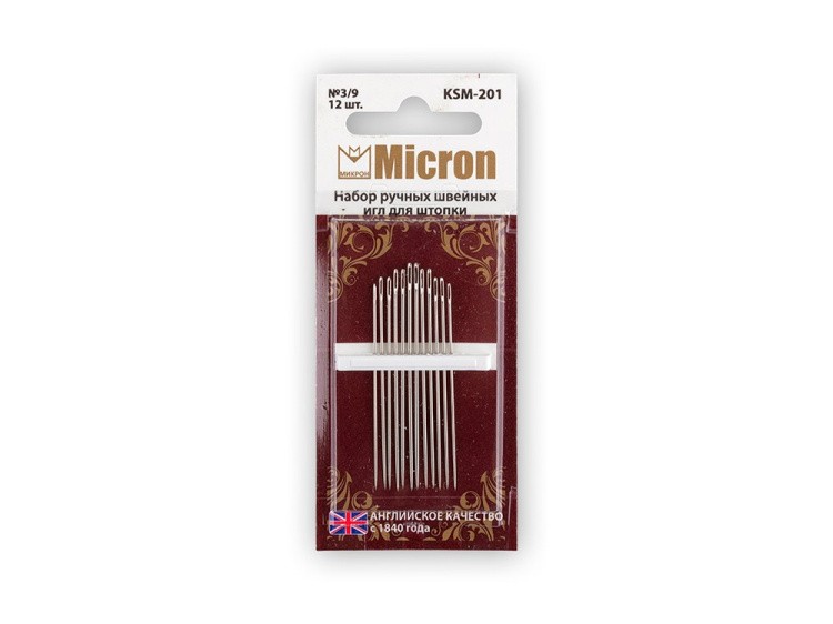 Набор ручных швейных игл Micron для штопки №3/9, 12 шт., арт. KSM-201