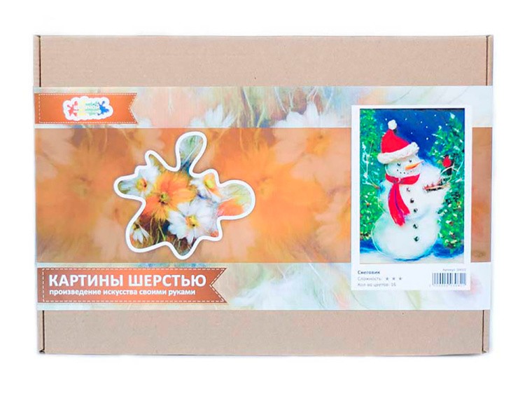 Картина шерстью «Снеговик» — картинка 5