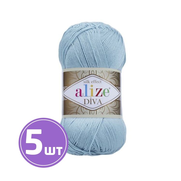 Пряжа ALIZE Diva Silk effekt (346), аква, 5 шт. по 100 г