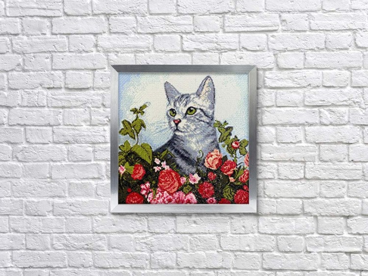 Алмазная вышивка «Кот в саду» — картинка 3