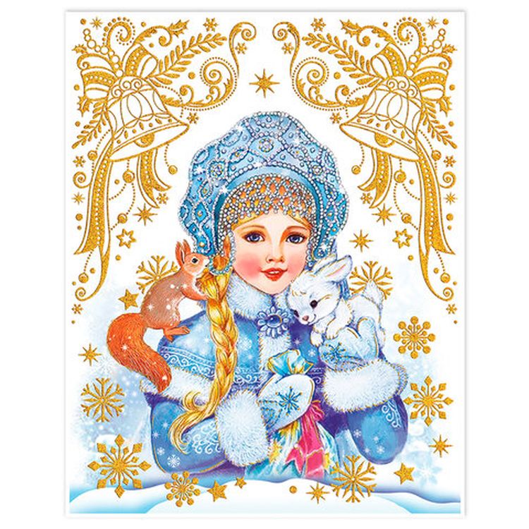 Украшение для окон и стекла «Снегурочка и зверята» — картинка 2