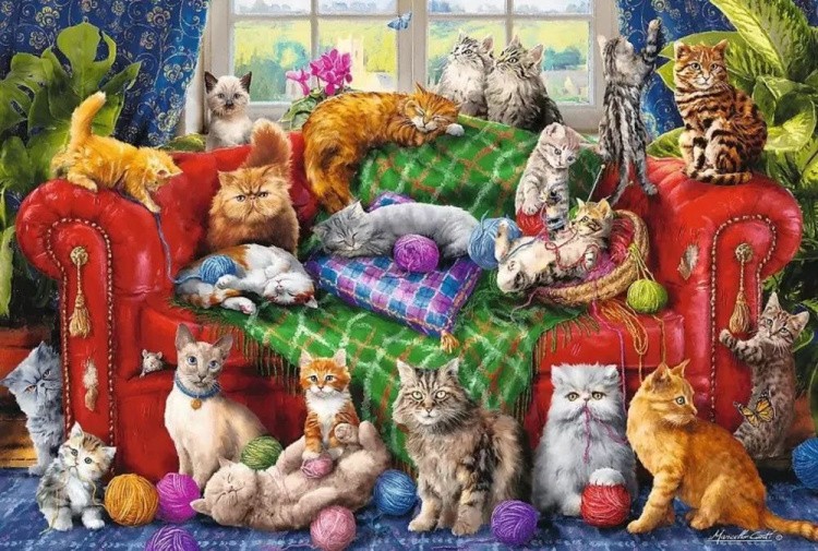 Пазлы «Котята на диване»
