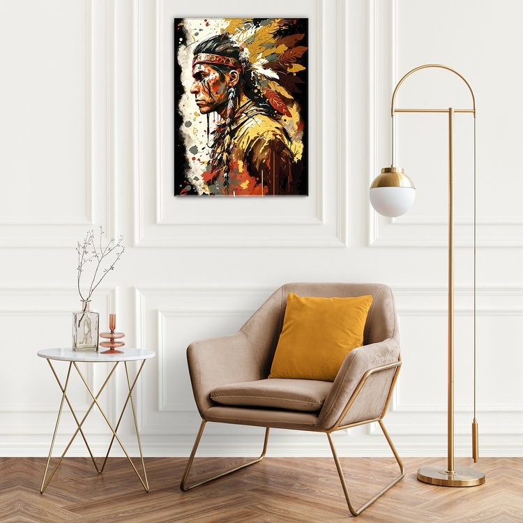 Картина по номерам с поталью «Индейский вождь» — картинка 7